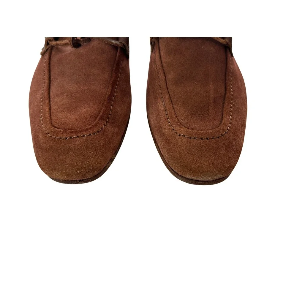 Ted Baker London Mens Brown Suede Loafers Knot Detail Slip‎ On Shoes Tan
